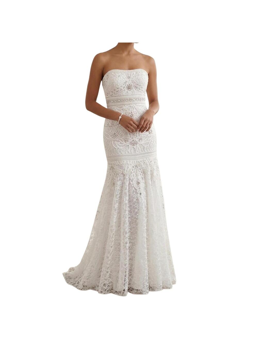Vintage Sue Wong Nocturne Beaded Strapless Lace Evening Wedding Dress Size 10